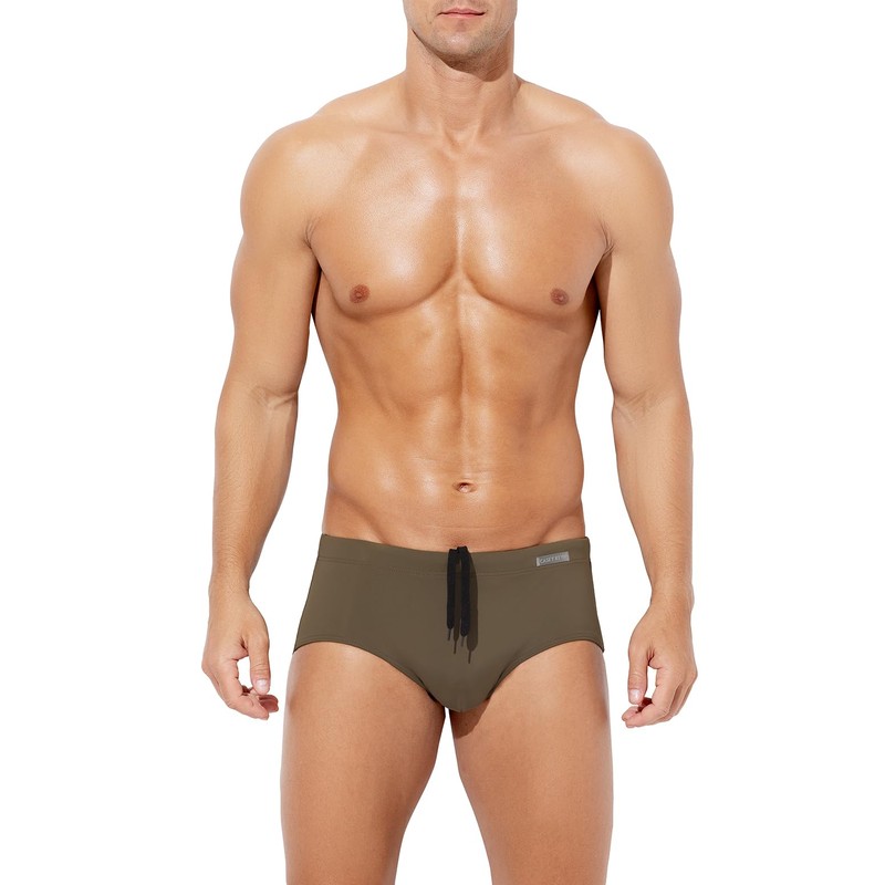 Casey Kevin Men's Solid Swim Briefs Elastic Drawstring Board Surf