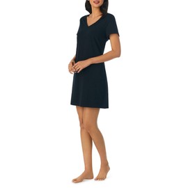 Nautica Women's V-Neck Sleep Shirt, 100% Cotton Jersey, Black, 3X