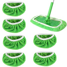 6 pack Reusable Mop Pads Compatible with Swiffer Sweeper Mop, Washable Wet & Dry Microfiber Refills, Washable Swiffer Pads for Surface/Hardwood Floor Cleaning (Mop is Not Included)