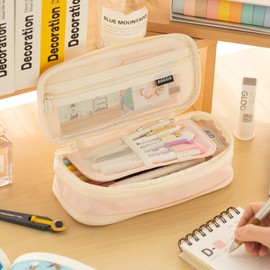 EASTHILL Big Capacity Pencil Case Large Pencil Pouch Stationery Pen Bag for Teen Girls-Pink