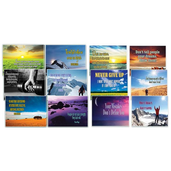 Creanoso Assorted Inspirational Stay Strong Success Quotes Postcards (60-Pack) – Inspiring Inspirational Sayings Greeting Cards for Men Women – Great Gifts Collection Bulk Set – Employee Rewards