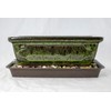 8" Rectangular Moss Green Bonsai / Succulent Pot + Tray