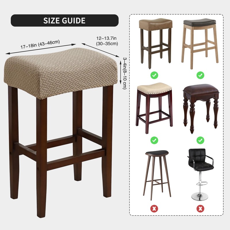 EVOLLER Waterproof Bar Stool Covers Set of 4 Rectangle Camel