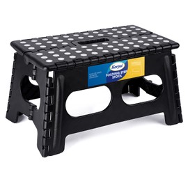 Korpai 9" Folding Step Stool for Adults and Kids 15-Inch Extra Wide Stool Holds Up to 300 lbs,Non-Slip Folding Stools with Handle,Compact Plastic Foldable Step Stool for Bathroom,Kitchen,ect