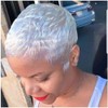 MOONSHOW Short White Pixie Wig for Women Pixie Cut Wig