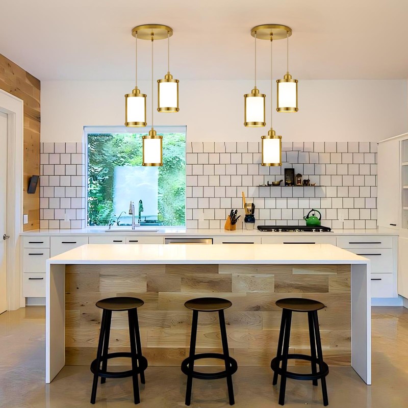 Osimir 3-Light Pendant Lighting, Brushed Gold Dining Room Chandelier Light