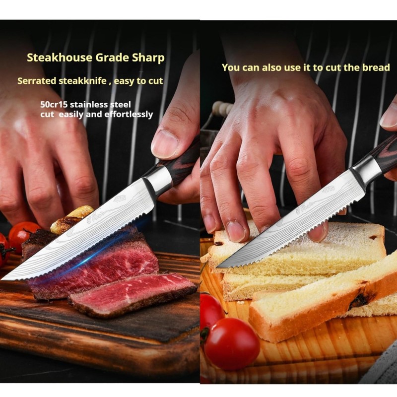 SanheKit Steak Knives Set, 6/8/14 Piece Options, German High Carbon