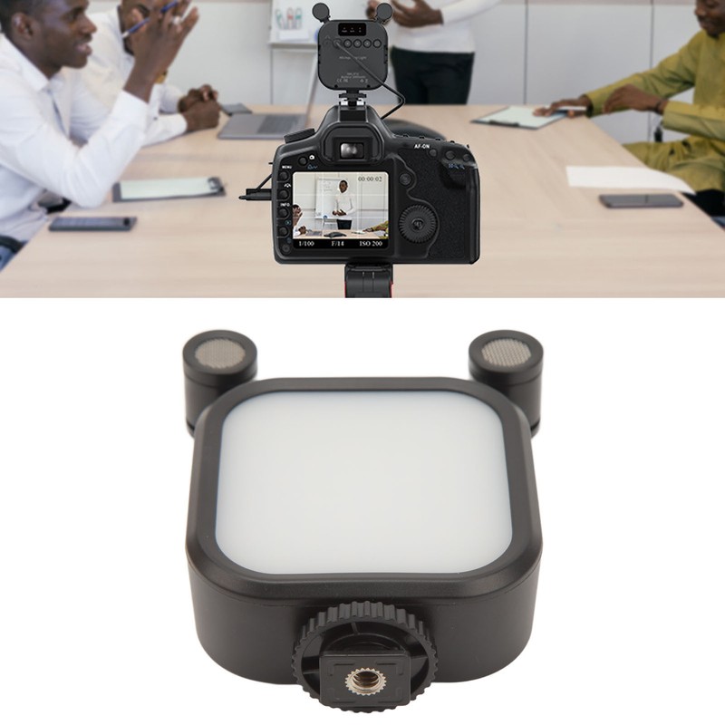 Stereo Microphone Light 10 Levels Brightness Dual Mic Fill Lamp