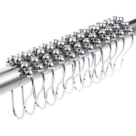 Mebix TRD Ganchos para Cortina de Baño 12 Piezas | Aros Acero Inoxidable 304 con Rodamientos | Deslizamiento Suave Antióxido Duraderos