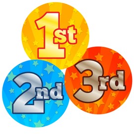 Stone Melon School Reward Stickers 144 Sports Day 1st 2nd 3rd Place Stickers 30mm Round Awards Nursery Teachers Parents Children Kids