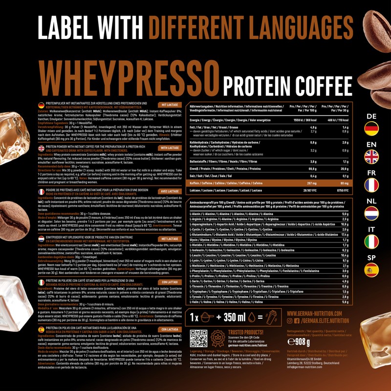 Wheypresso Protein Coffee - Protein Powder with Whey Concentrate &