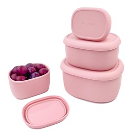Anatole Silicone Food Storage Containers 4 Pcs Lunch Bento Box with Lids Leakproof Dishwasher Microwave Oven Freezer Safe BPA Free CPC Certified (30oz 20oz 10oz 6.7oz)