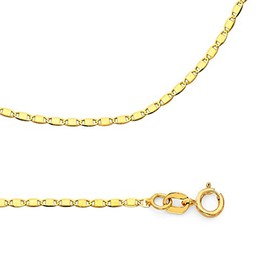 ZenJewels Solid 14k Yellow Gold Necklace Chain Flat Link Genuine Polished Style Thin 1.3 mm 20 inch