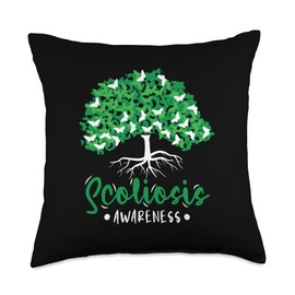 Scoliosis Gifts Women Back Surgery Designs Men Awareness-Back Surgery Scoliosis Throw Pillow, 18x18, Multicolor