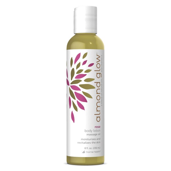 Home Health Almond Glow Rose Body Lotion - 8 fl oz - Skin Moisturizer & Massage Oil, With Peanut, Olive & Lanolin Oils Plus Vitamin E- Non-GMO, Paraben-Free, Vegetarian