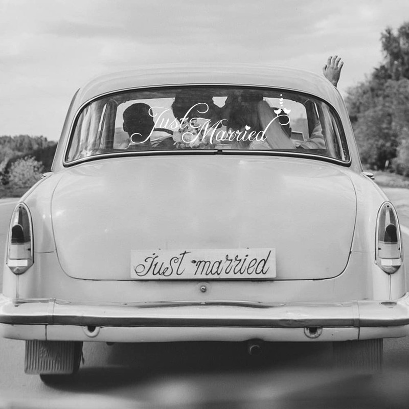 Just Married Car Decals, 3 Pcs Just Married Car Decoration