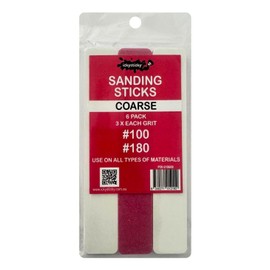 ICKYSTICKY COARSE Grits Sanding Sticks or Boards Ideal for Woodworking Hobby Arts Crafts Models Mixed Grits and Lengths Cushioned Abrasive 6pack