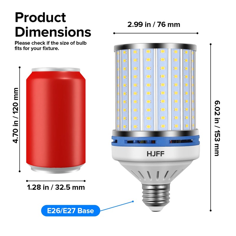 HJFF 2 Pack Led Light Bulb 700W Equivalent 11000 Lumen