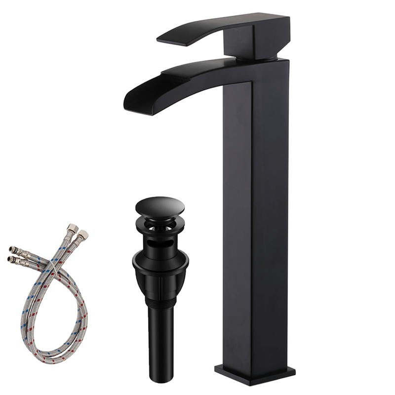 VCCUCINE Vessel Sink Faucet Black, Single Handle Single Hole Waterfall