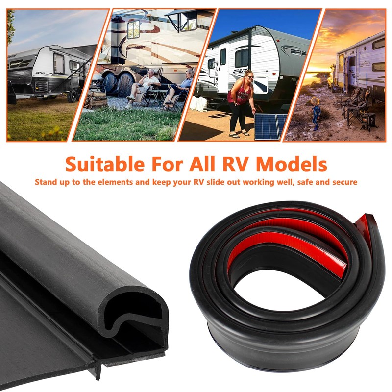 18FT RV Slide Out Rubber Seal, 1” D Bulb and