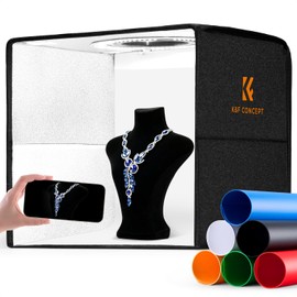K&F CONCEPT Photo Studio Light Box - 12"x12" Shooting Tent, Light Box Photography with 120 LED Lights & 6 PVC Backdrops for Jewelry, Watch, Cosmetics & Small Product Photography