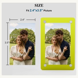 KSXLIUC Car Sun Visor Photo Holder, Universal Magnetic Photo Clip, Decorate your Car Visor Clip with Personality(Fluorescent Yellow, 2.4x3.5)