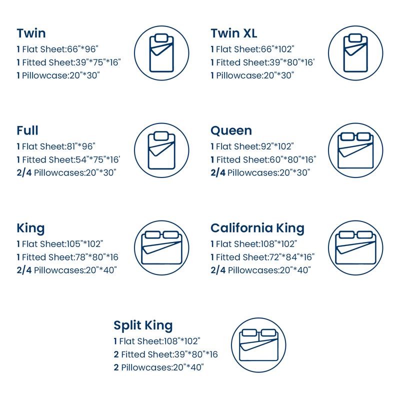 Shilucheng Bamboo Sheets Set 4/6 Pc, Cooling Breathable & Hotel