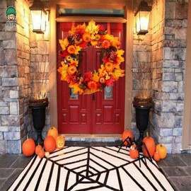 Autumn Wreath Maple Leaf Pumpkin Wreath Pumpkin Berry Artificial Wreath Ornaments for Christmas Thanksgiving Hanging Decoration - Type B