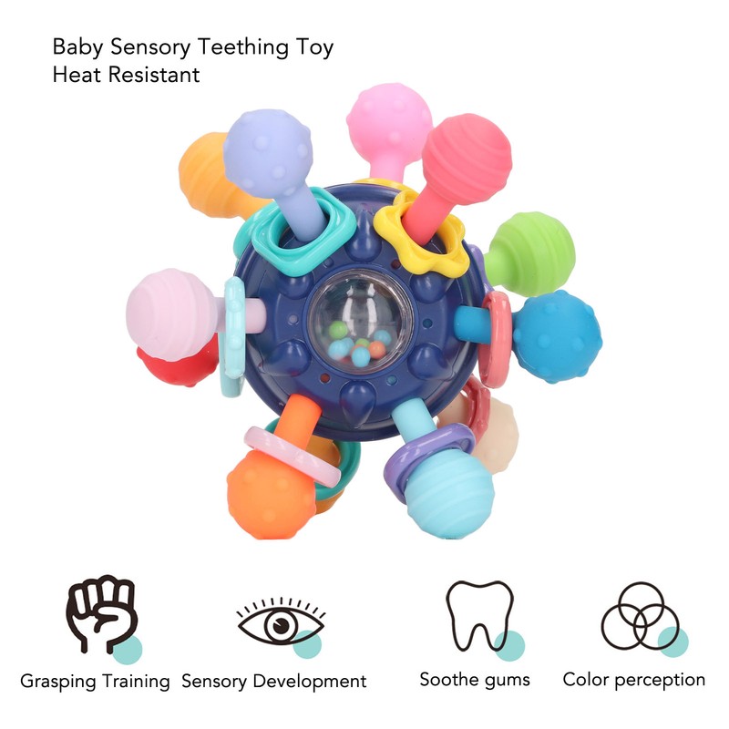 Baby Sensory Teething Toy Grasping Activities Bright Colors Silicone Soothes