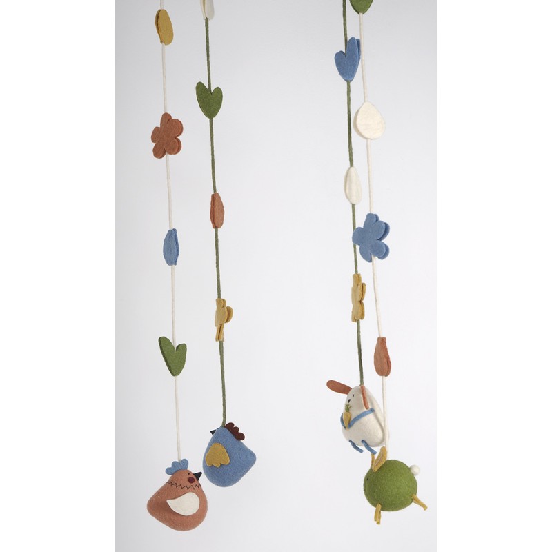 Tumar 90cm Handmade Felt Garland (Blue Chicken)