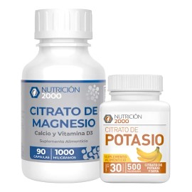 Kit Citrato De Magnesio 90 Cáps + Citrato De Potasio 30 Cáps Sin Sabor