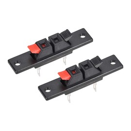 sourcing map 2 Ways Spring Speaker Terminal Clip Push Release Connector Audio Cable Terminals Strip Block Black Red WP2-35 2Pcs