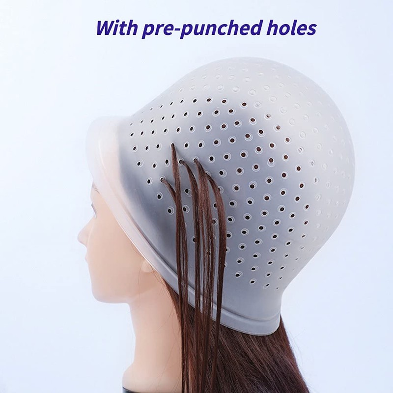 MILANGE Pre-punched Highlight Cap 2 Sets (White and Blue) Open