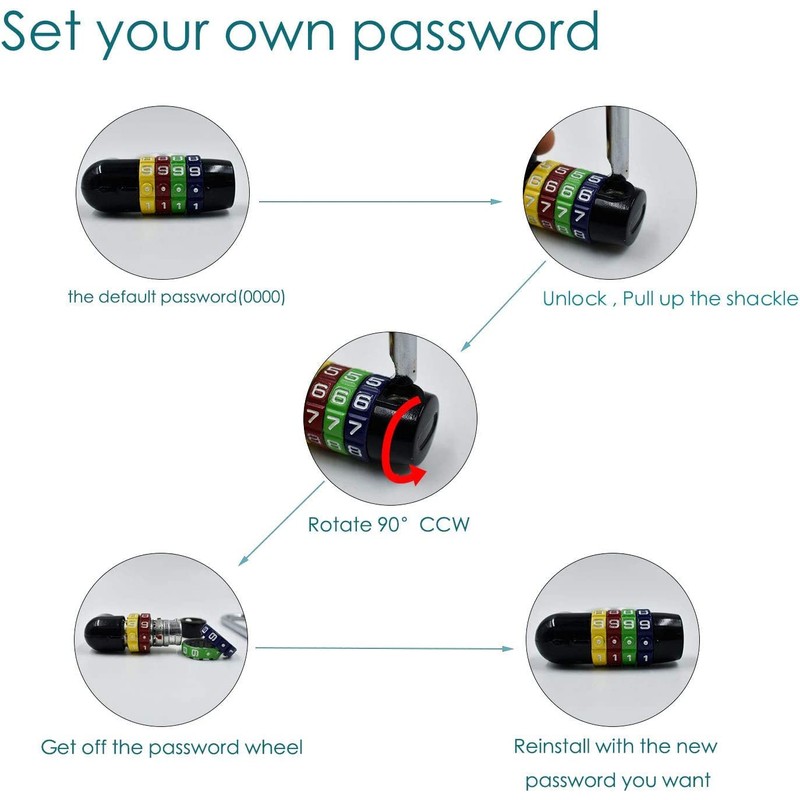 4 Digit Combination Padlock, Sturdy and Secure - 12.5cm/5 inch