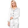 SWOMOG Womens Satin Silk Pajamas Long Sleeve Sleepwear Two Pieces