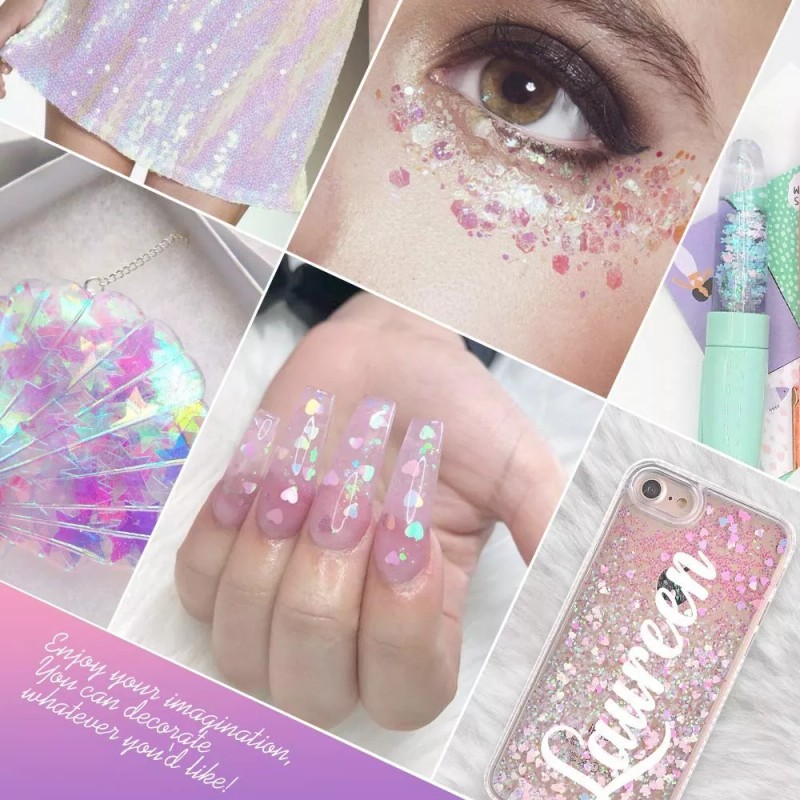 Teenitor Maquillaje Brillo Holográfico 12 Pzas Uñas Cabello Y Cuerpo
