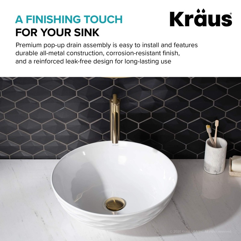 KRAUS Pop-Up Drain in Brushed Gold, PU-10BG