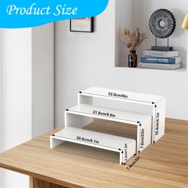 SOVQUEST 6 PCs Risers Display Stands 3 Tiers Desktop Acrylic Shelves Cake Dessert Holder Products Stand for Collectibles Shoes Jewels Pop Figure (White)