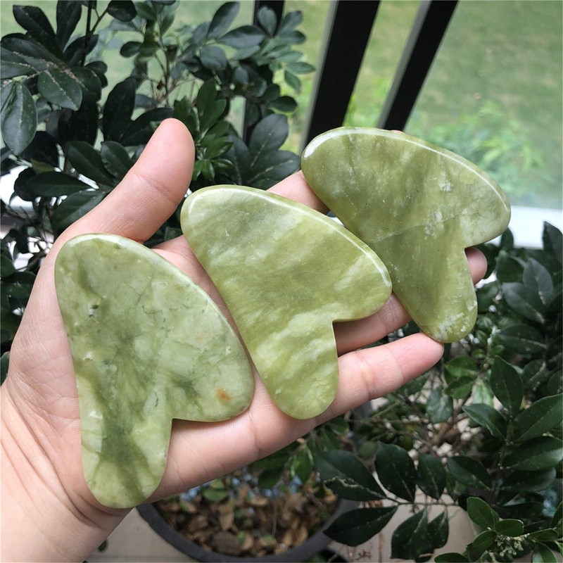 Ladeukoi Green Jade Crystal Stone Gua Sha Massage Tool for