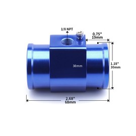ZHSYMX Aluminum Water Temp Joint Pipe Water Temp Meter Temperature Gauge Joint Pipe Radiator Sensor Adaptor Clamps Blue 30mm