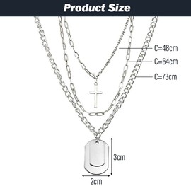 HSAJS Cross Necklace for Women Layered Chain Necklace for Men Punk Goth Choker Long Multilayer Chains with Tag Cross Layered Pendants Chunky Link Chain Jewelry for Girls Boys Christmas Birthady Gift