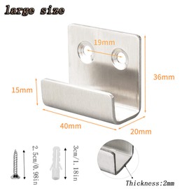 Brateuanoii 6 Pieces Stainless Steel Display Wall Hooks, Heavy Duty Hooks, Stainless Steel, Ceramic Tiles, Display Wall Hooks, with 12 Fixed Screws, for Living Room, Kitchen, Bathroom, Bedroom Coat