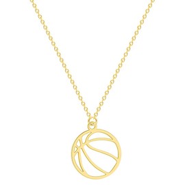 Minimalist Hollow Basketball Pendant Necklace for Teens Basketball Sports Necklace Jewelry Gift (gold)
