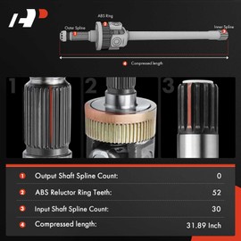 A-Premium Rear Axle Shaft Assembly with Axle Bearing and Seal Compatible with Jeep Wrangler 2007-2011 3.8L, Wrangler 2012-2018 3.6L, Wrangler JK 2018 3.6L, Rear Left or Right, Replace# 68003272AA