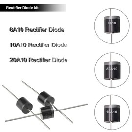 Youmile 90 pcs Rectifier Diode kit 6A10, 10A10, 20A10 High Power Rectifier Diode 1000 Volt Electronic Silicon Diodes Schottky R-6 Axial Switching Doorbell Diodes for DIY Electronics Project