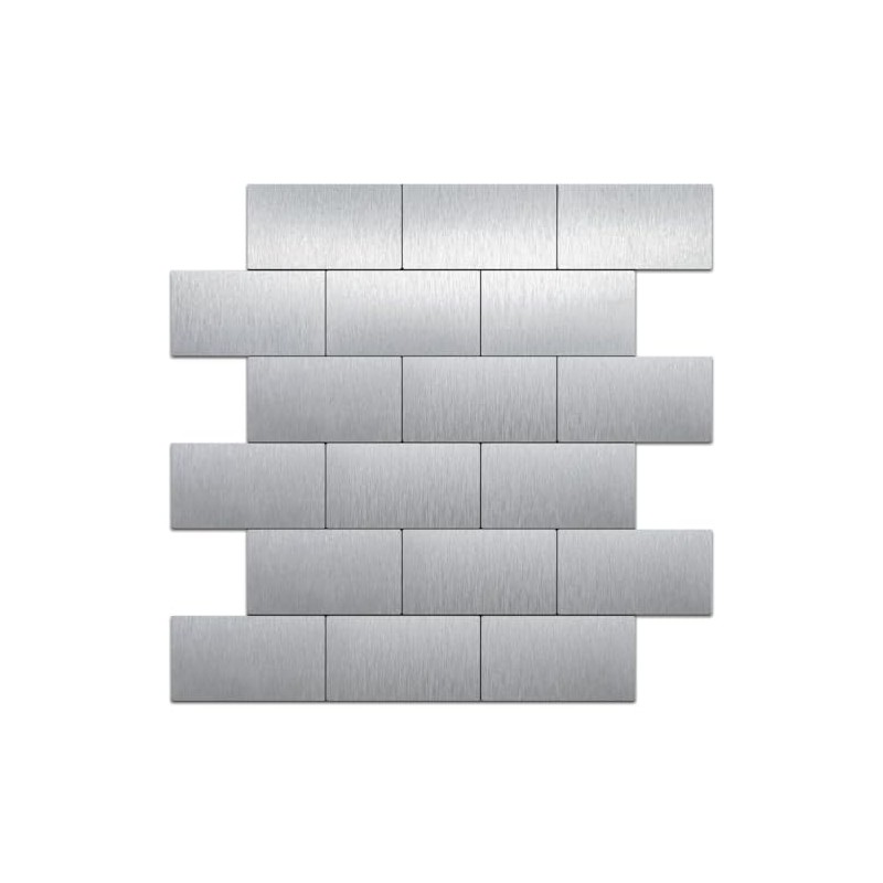 DICOFUN Metal Peel and Stick Backsplash Wall Tiles, 12"x12" Brush