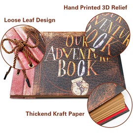 Vienrose Our Adventure Book Scrapbooks Album Up Movie Scrap Photo Book Embossed Words with Luxury DIY Kit for Men Boyfriend Couples