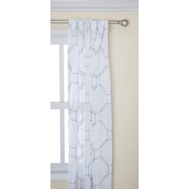 Grey White Sheer Curtains For Bedroom , Harley Embroidered Rod Pocket Sheer Curtain For Living Room , Polyester Casual Back Tab Curtain sheers , 50X63", 1-Panel Pack