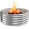Camp Fire Ring Pit, Large Round Galvanized Steel Fire Pit,