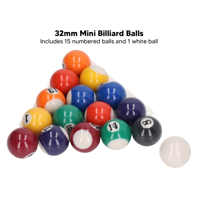 Mini Billiard Balls, 16 Pool Balls Set, 1-1/4" Pool Table